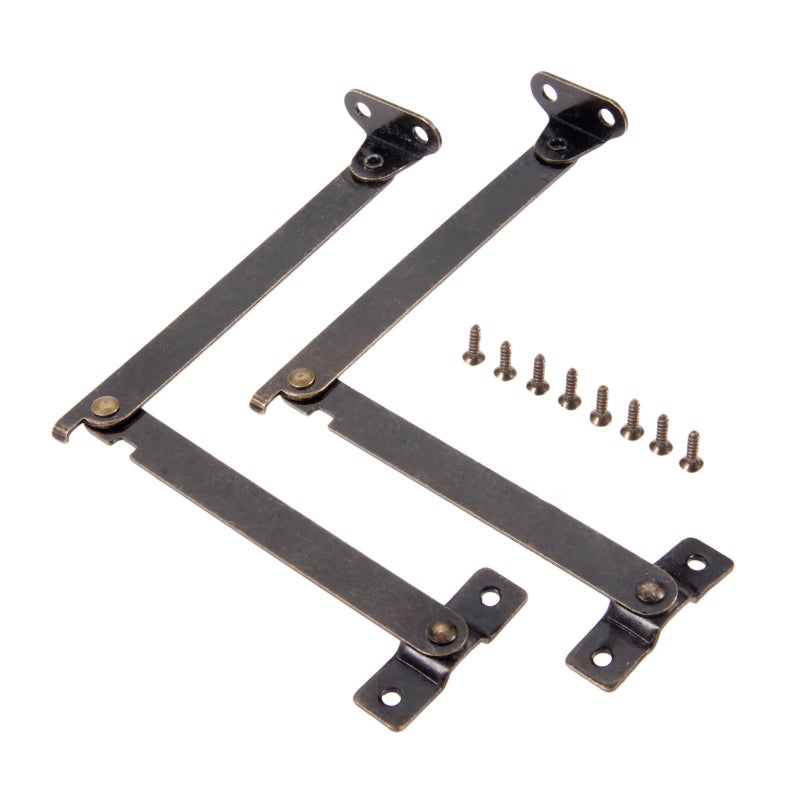 Dophee 2Pcs Lid Support Hinges, Left Side Folding Lift Up Stay Hinge, Display Bracket for Furniture Jewelry Box Gift Wood Case Cabinet Cupboard Chest Toy Box, 4.25"x0.43" - Image 1